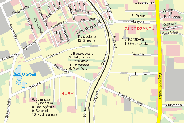 Mapa ( Plan ) Kalisza. Warstwa gwna. Kalisz - Wielkopolska.    
   Warstwa gwna prezentuje ukad ulic Kalisza, oraz okolicznych miejscowoci. Zaznaczono: gwne trasy komunikacyjne, trasy przelotowe Kalisza, jeziora, rzeki, trasy kolejowe, tereny zielone, przemysowe i zarysy zabudowa. Mapa wykonana jest w skali 1:10 000 - warstwa podstawowa oraz w wikszych skalach.

Kalisz - warstwa gwna Internetowego Planu Kalisza serwisu Cyber Wielkopolska.