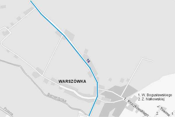 Mapa ( Plan ) Kalisza. Warstwa komunikacyjna. Kalisz - Wielkopolska.    

   Warstwa komunikacyjna prezentuje ukad ulic Kalisza, oraz okolicznych miejscowoci wraz z zaznaczonymi liniami komunikacji miejskiej i podmiejskiej. Zaznaczono: linie autobusowe dzienne i nocne. Mapa wykonana jest w skali 1:10 000 - warstwa komunikacyjna.

Kalisz - warstwa komunikacyjna Internetowego Planu Kalisza serwisu Cyber Wielkopolska.