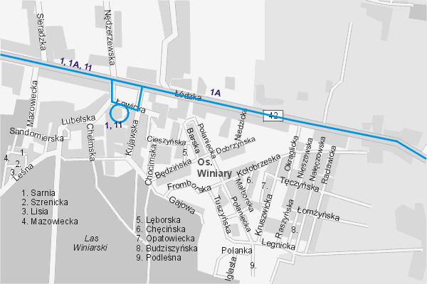 Mapa ( Plan ) Kalisza. Warstwa komunikacyjna. Kalisz - Wielkopolska.    

   Warstwa komunikacyjna prezentuje ukad ulic Kalisza, oraz okolicznych miejscowoci wraz z zaznaczonymi liniami komunikacji miejskiej i podmiejskiej. Zaznaczono: linie autobusowe dzienne i nocne. Mapa wykonana jest w skali 1:10 000 - warstwa komunikacyjna.

Kalisz - warstwa komunikacyjna Internetowego Planu Kalisza serwisu Cyber Wielkopolska.