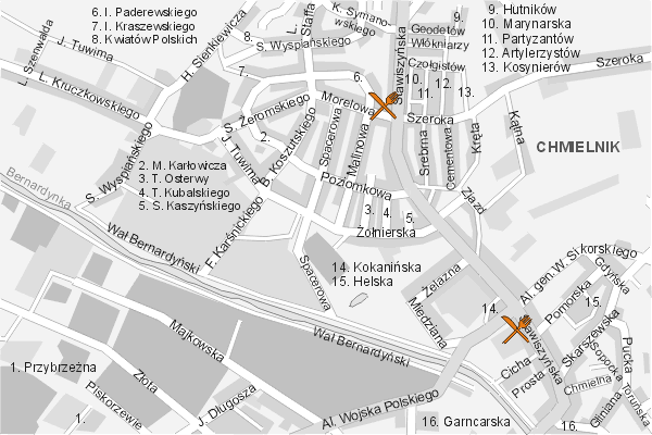 Mapa ( Plan ) Kalisza. Turystyczny Kalisz. Kalisz - Wielkopolska.  
  
   Warstwa turystyczna prezentuje lokalizacje obiektw turystycznych (zabytki, muzea, punkty widokowe, itp.) na terenie Kalisza. Mapa wykonana jest w skali 1:10 000 - warstwa turystyczny Kalisz.

Kalisz - warstwa turystyczna Internetowego Planu Kalisza serwisu Cyber Wielkopolska.