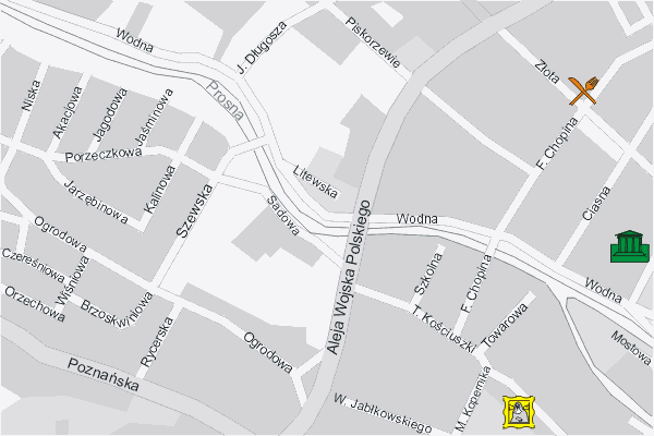 Mapa ( Plan ) Kalisza. Turystyczny Kalisz. Kalisz - Wielkopolska.  
  
   Warstwa turystyczna prezentuje lokalizacje obiektw turystycznych (zabytki, muzea, punkty widokowe, itp.) na terenie Kalisza. Mapa wykonana jest w skali 1:10 000 - warstwa turystyczny Kalisz.

Kalisz - warstwa turystyczna Internetowego Planu Kalisza serwisu Cyber Wielkopolska.