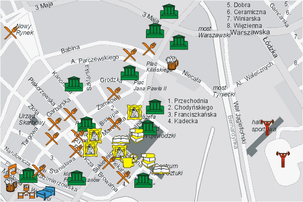Mapa ( Plan ) Kalisza. Turystyczny Kalisz. Kalisz - Wielkopolska.  
  
   Warstwa turystyczna prezentuje lokalizacje obiektw turystycznych (zabytki, muzea, punkty widokowe, itp.) na terenie Kalisza. Mapa wykonana jest w skali 1:10 000 - warstwa turystyczny Kalisz.

Kalisz - warstwa turystyczna Internetowego Planu Kalisza serwisu Cyber Wielkopolska.